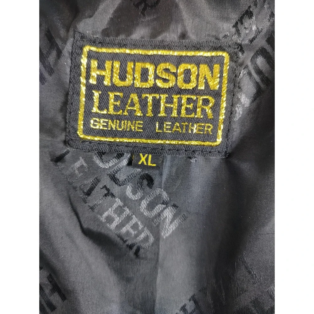 Vintage Hudson Leather Vest Mens XL Black Bikecore Hand Painted Chief Motorcycle